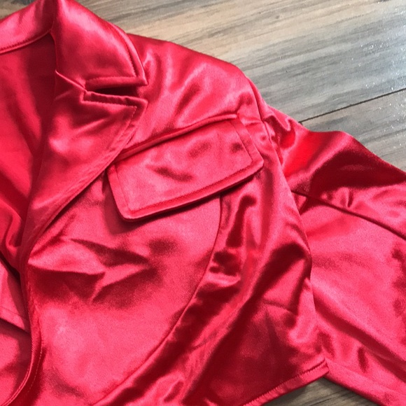 Shane Justin red satin crop top shirt criss cross size XS - Picture 5 of 13